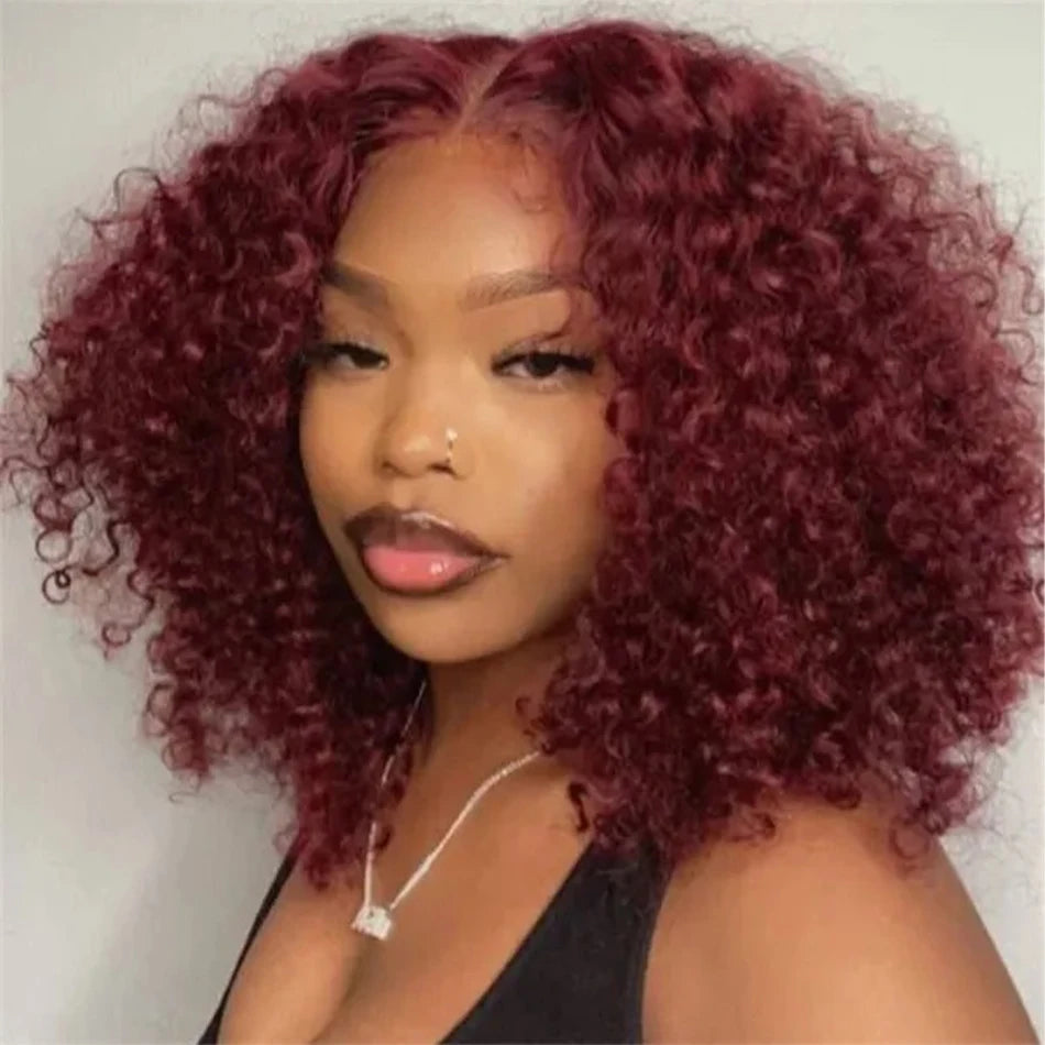 Colored curly deep water wave lace front wig