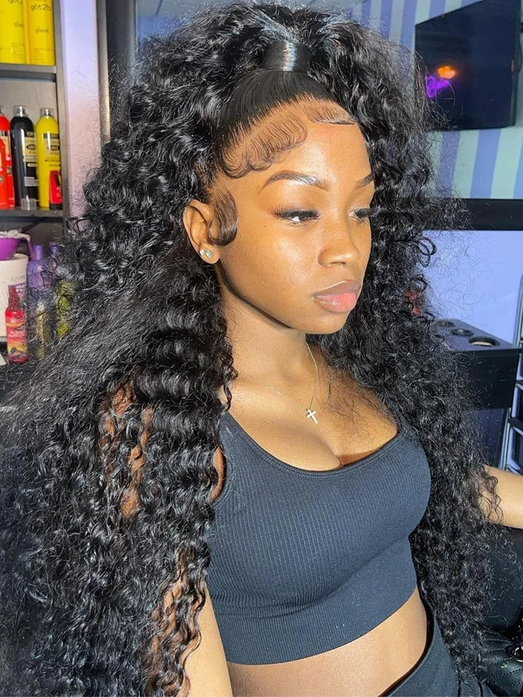 Deep wave human hair frontal wig