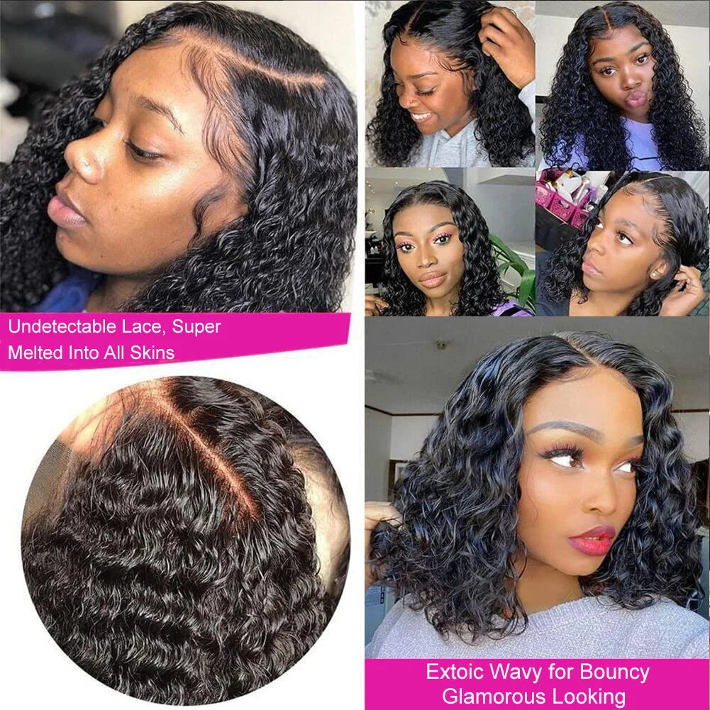 Deep wave transparent hd lace front wig