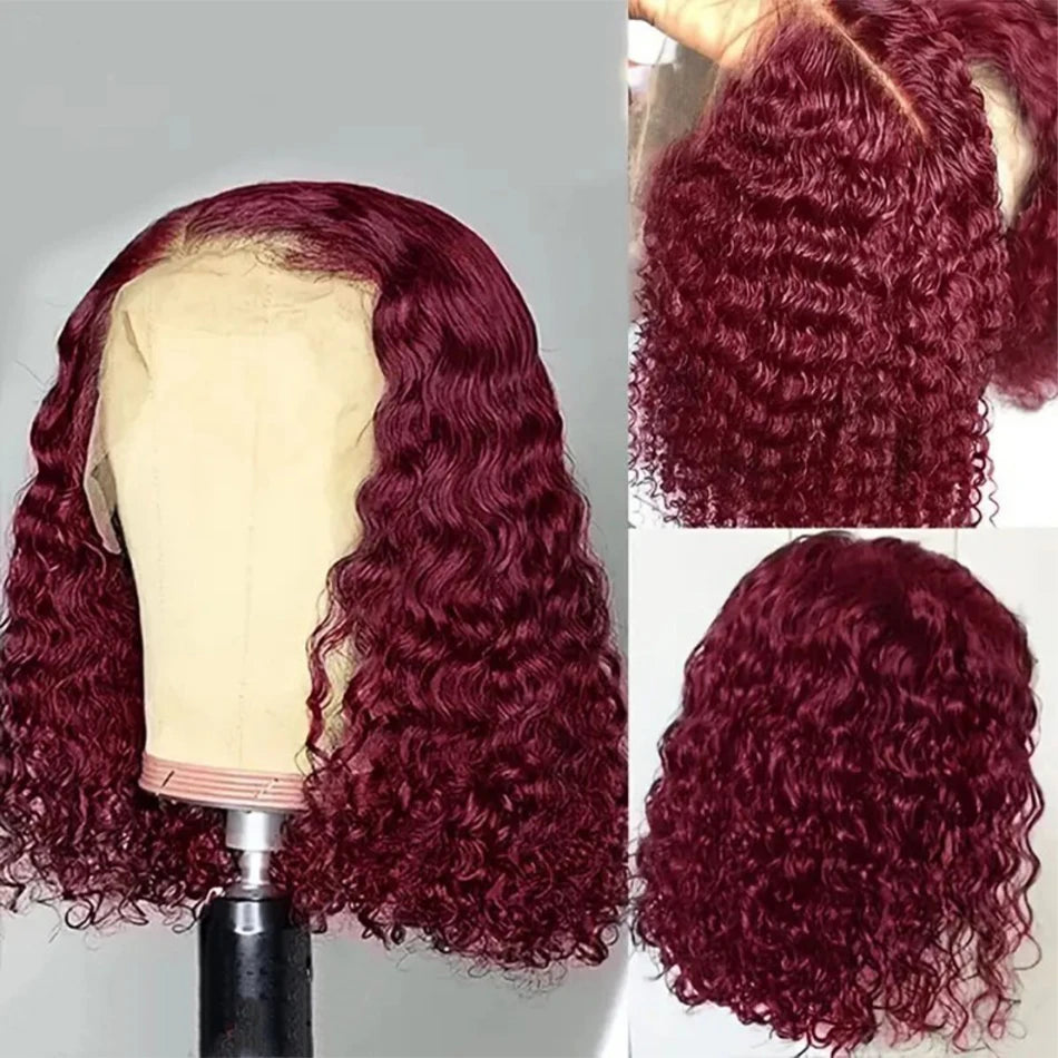Colored curly deep water wave lace front wig