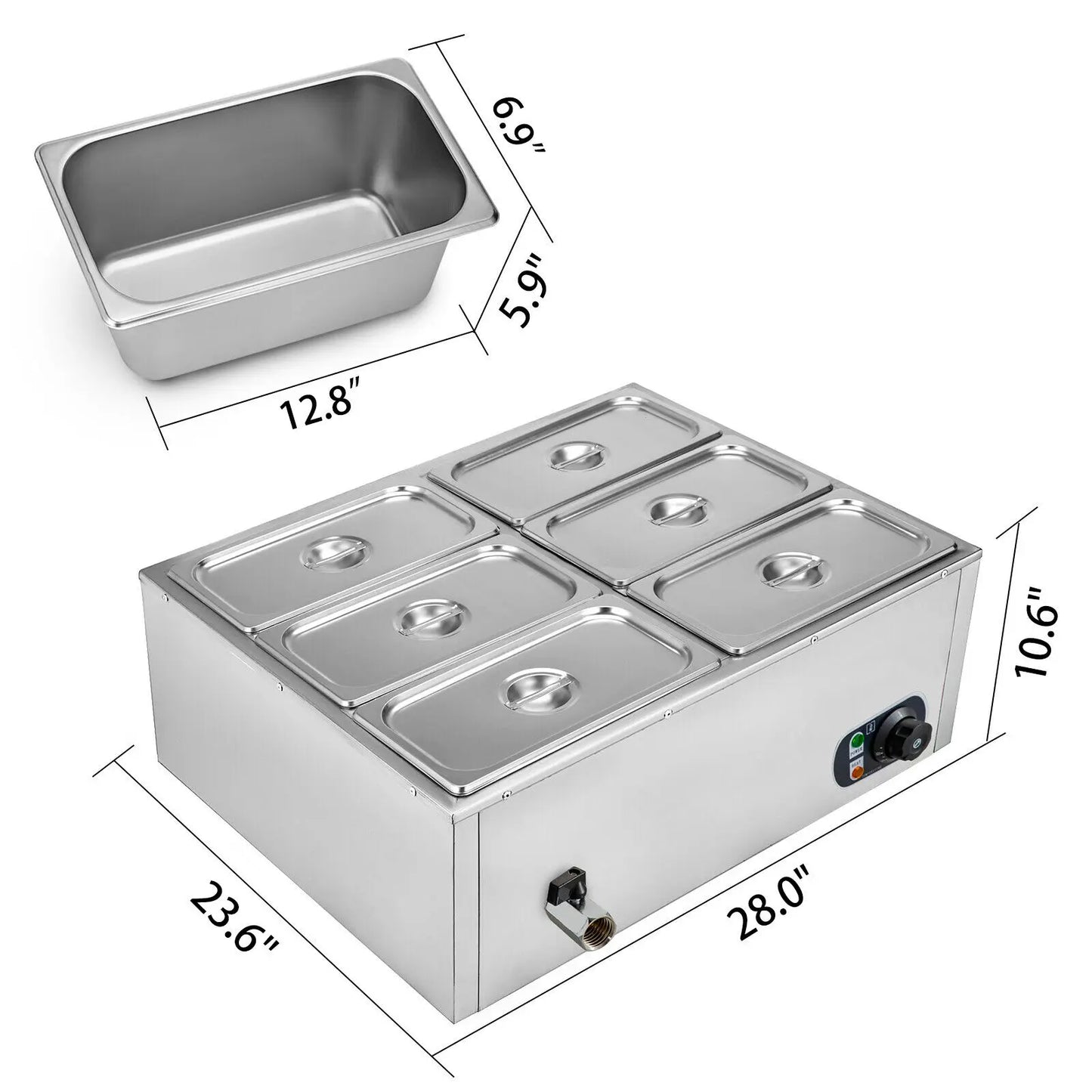 Stainless Steel Adjustable Temperature Buffet Food Warmer