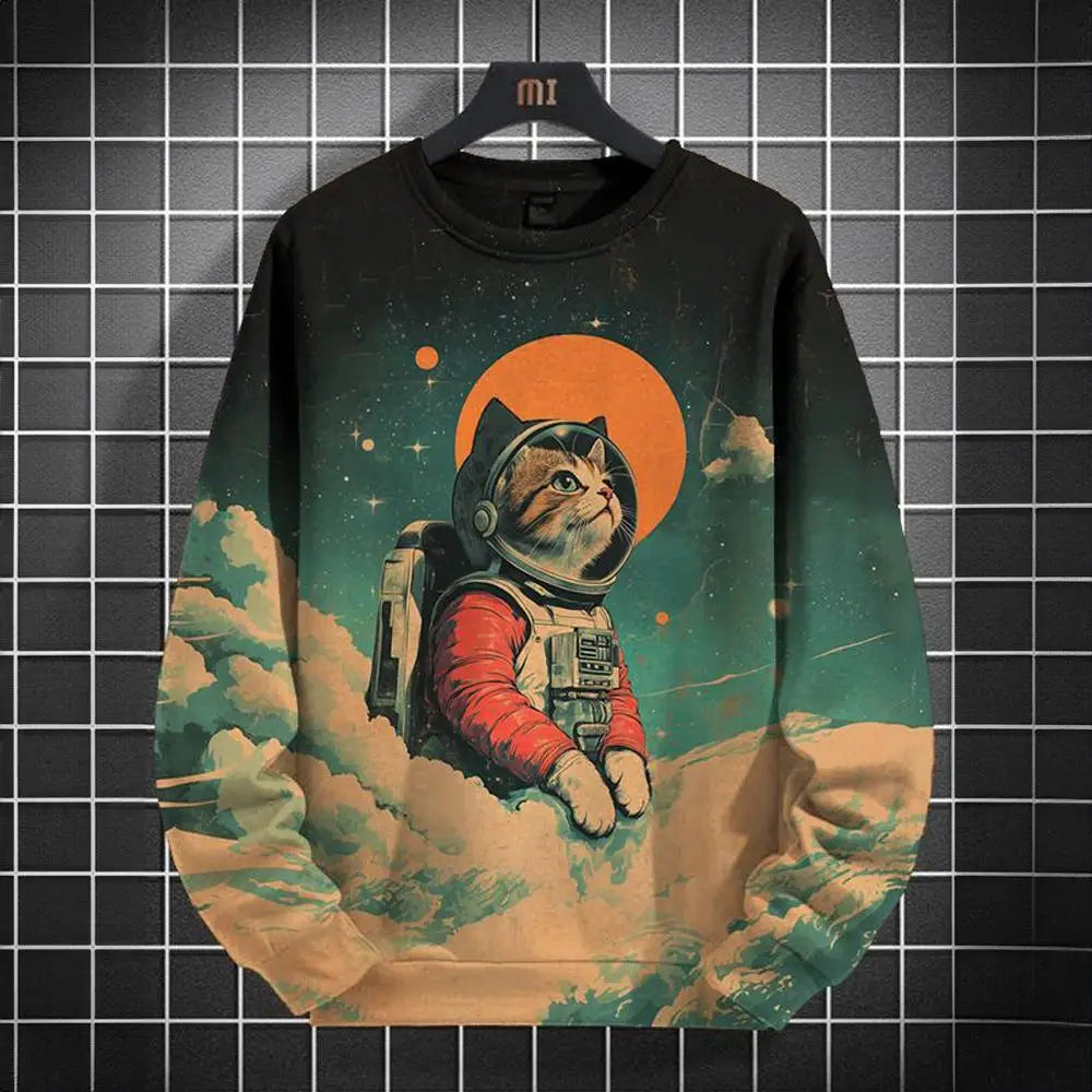 Japanese 3d printed casual hoody sweatshirt