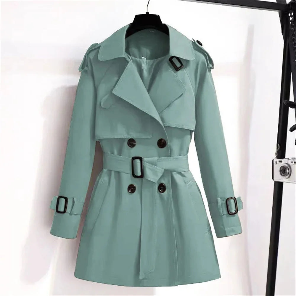 Elegant ladies windbreaker double breasted coat