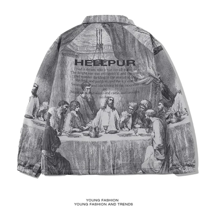 Male paint printing silk vintage jacket