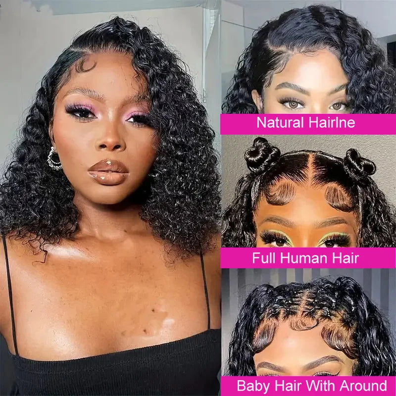 Deep wave transparent hd lace front wig