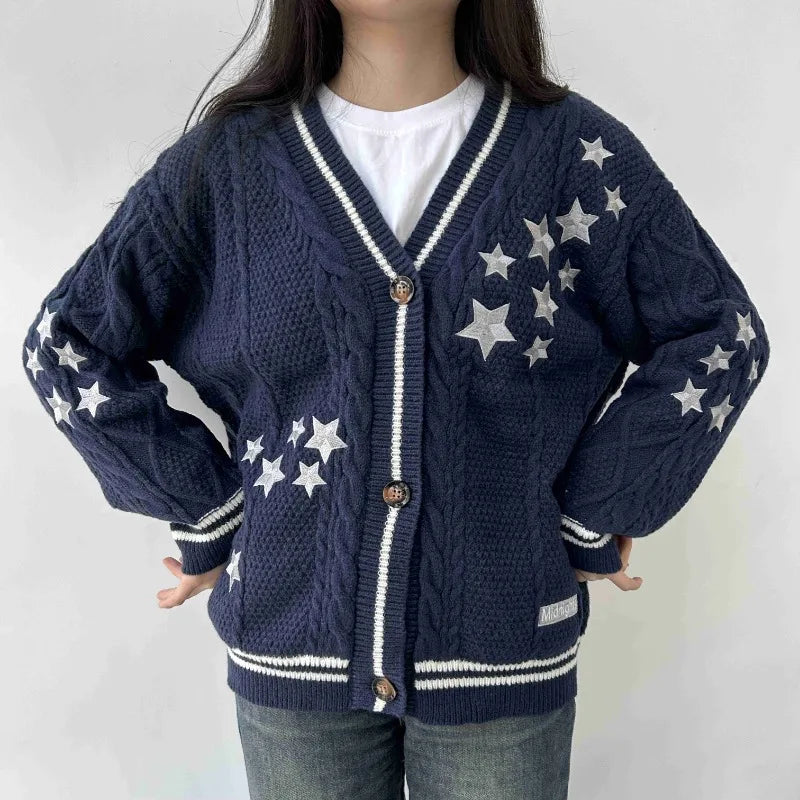 Midnight cardigan v-neck knitted sweater
