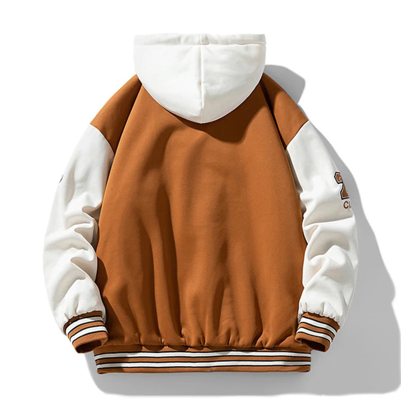 Hip hop zipper hooded jacket