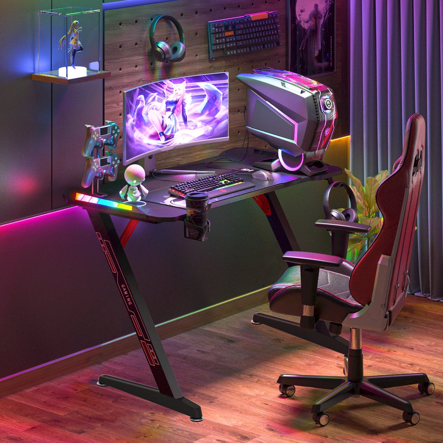Extra Large Dynamic RGB LED Lights Gaming Desk