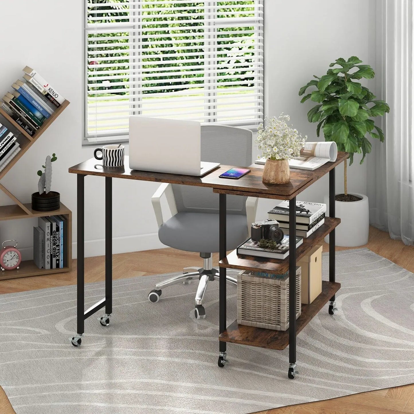 360° rotating corner computer desk