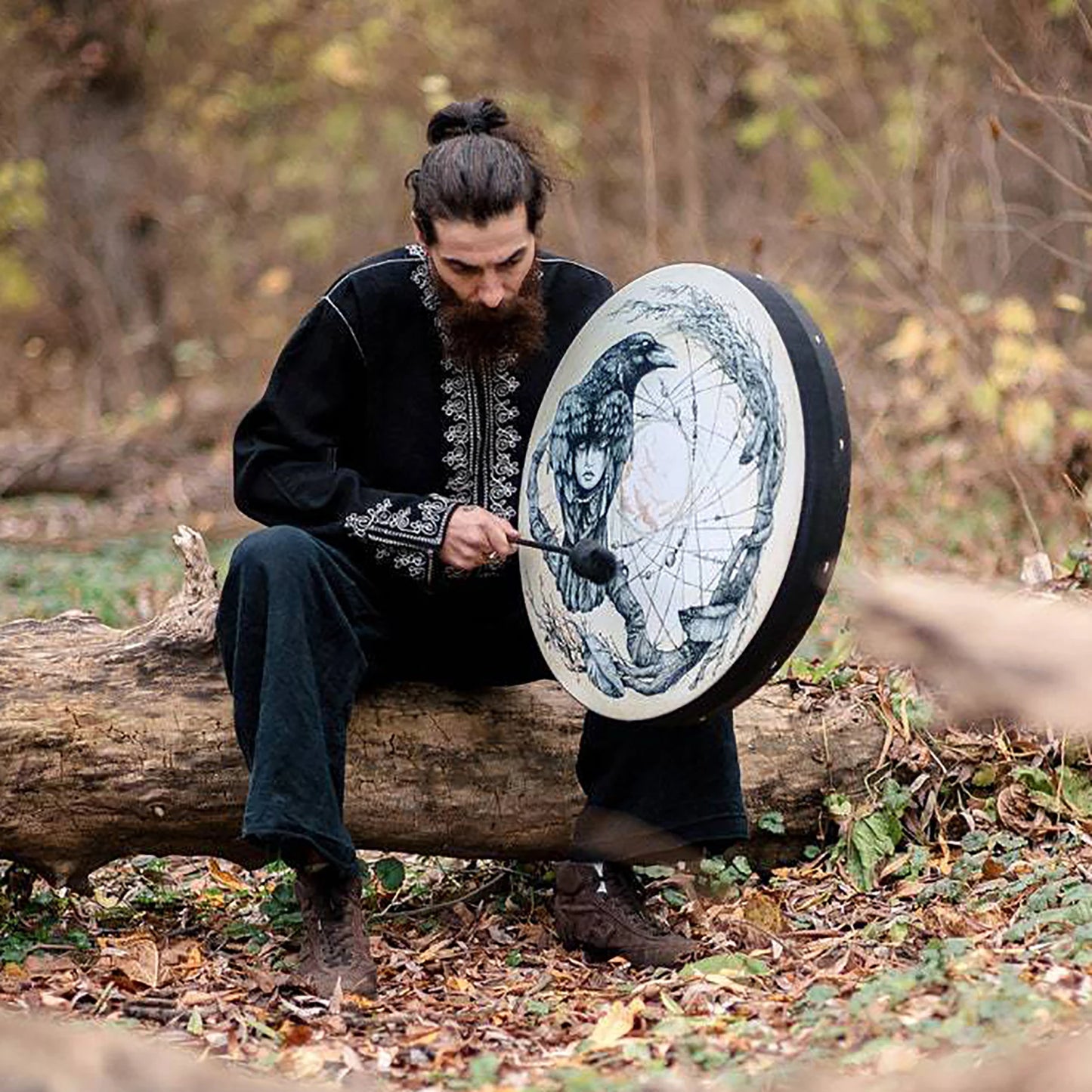 Shaman hand drum with rope