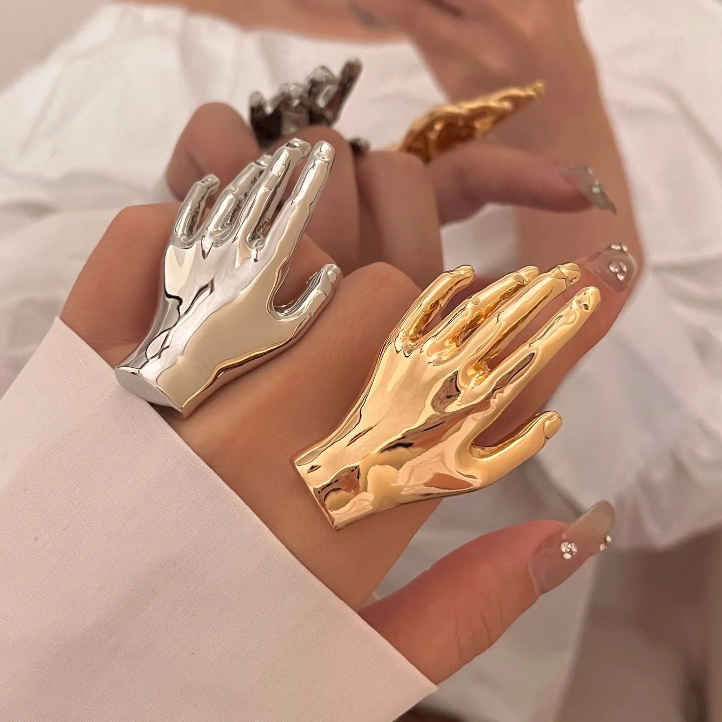 Minimalist Hand - Shaped Statement Ring
