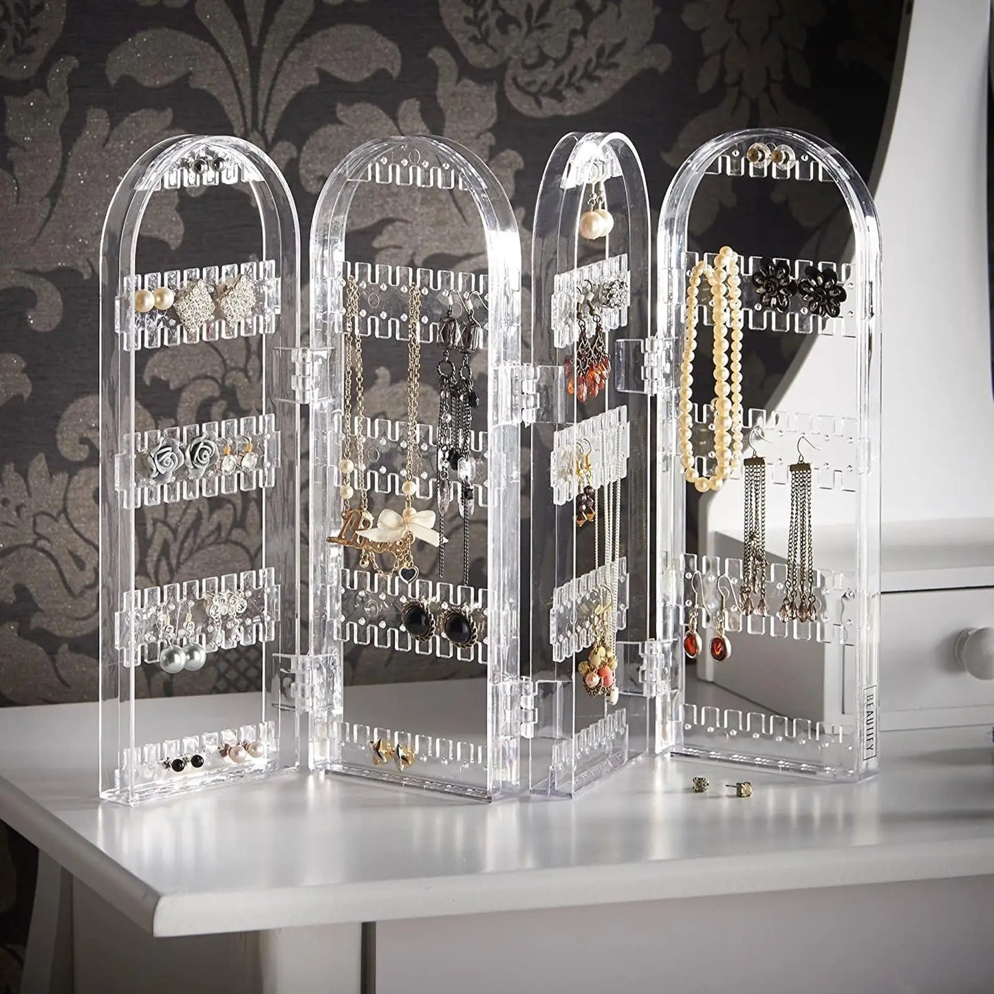 Transparent acrylic jewelry organizer stand