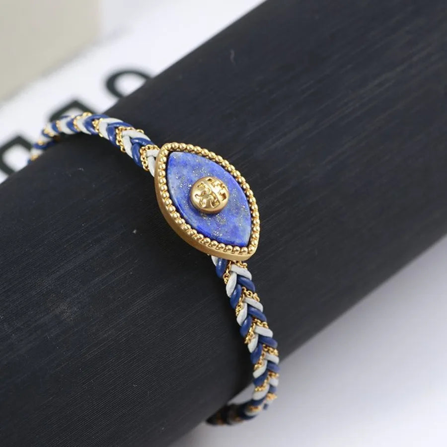 Inlaid Stone Pendant Colorful Braided Bracelet