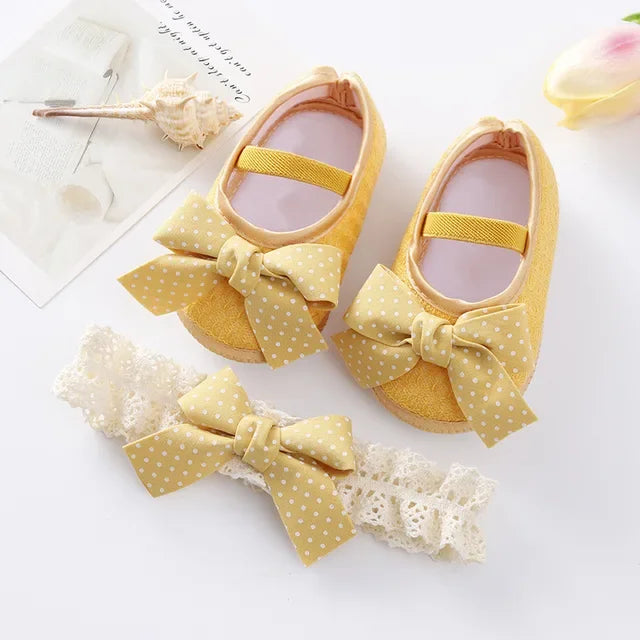 Newborn baby girl's bowknot lace shoes
