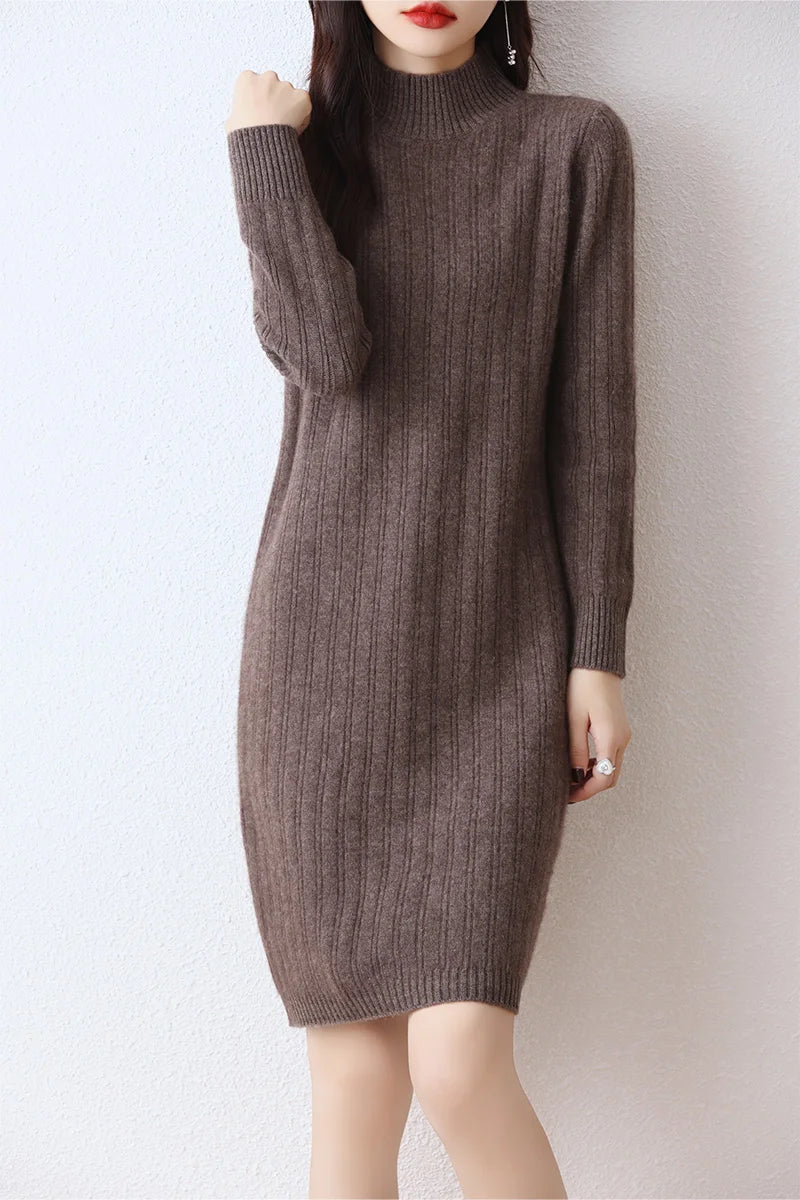 Autumn women's round neck thick dress