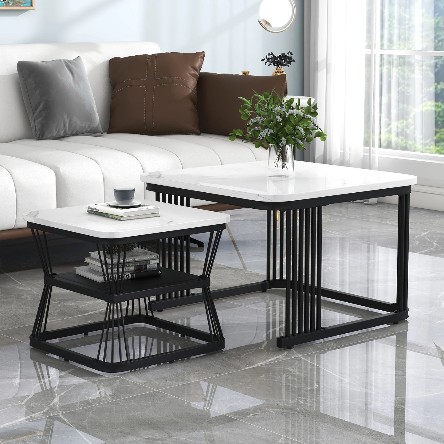 Square coffee table set for living room