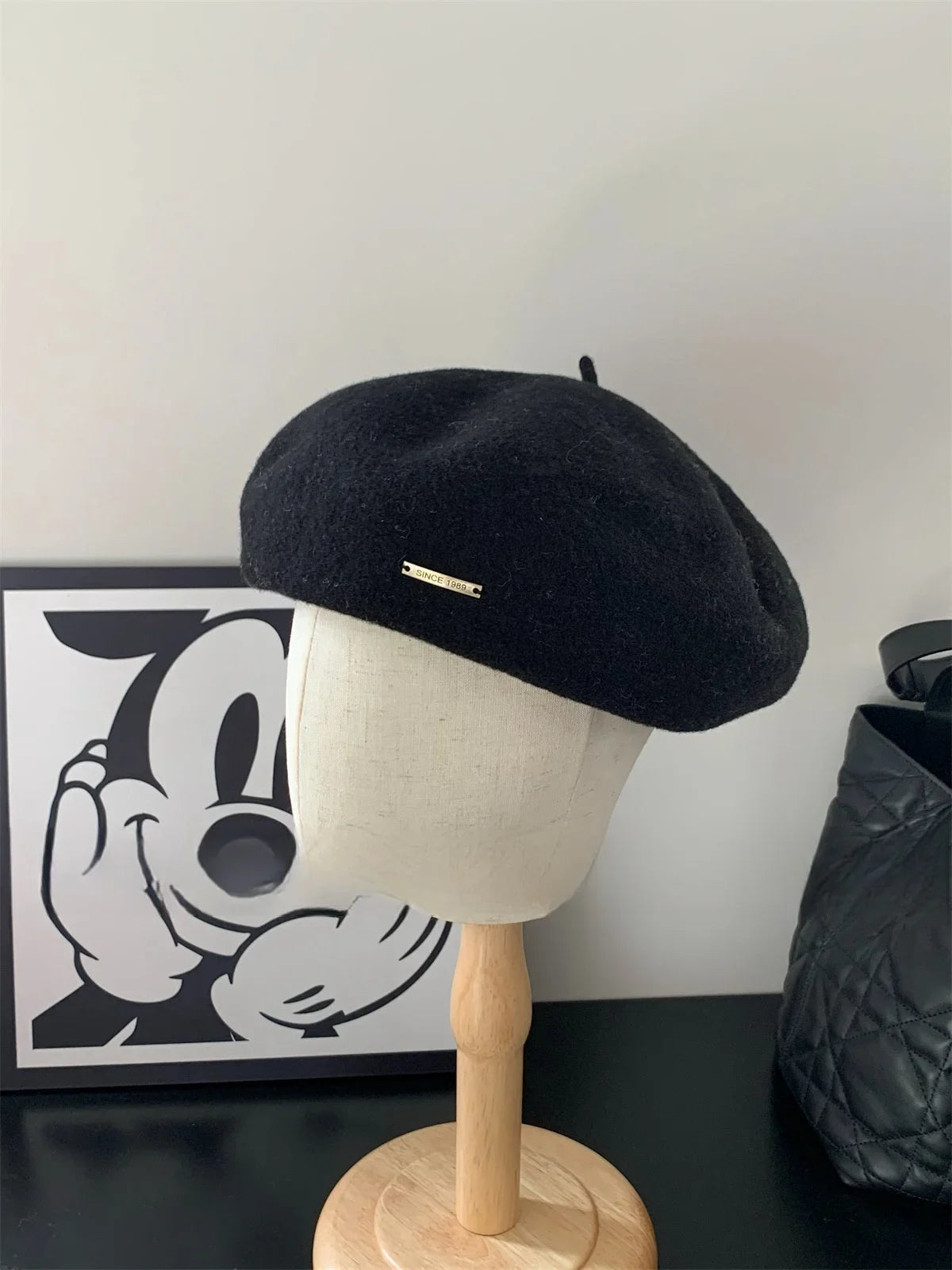 Solid wool felt fabric beret