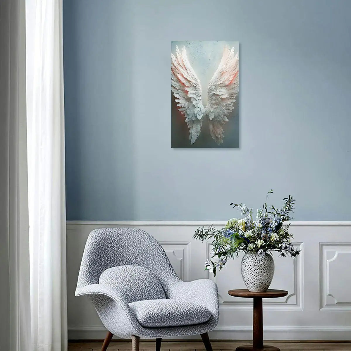 Canvas painting with wooden frame wall art