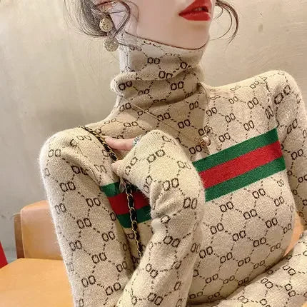 Slim turtleneck commute warm knitted pullover
