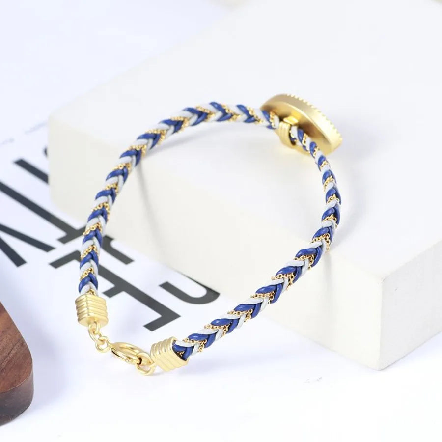 Inlaid Stone Pendant Colorful Braided Bracelet