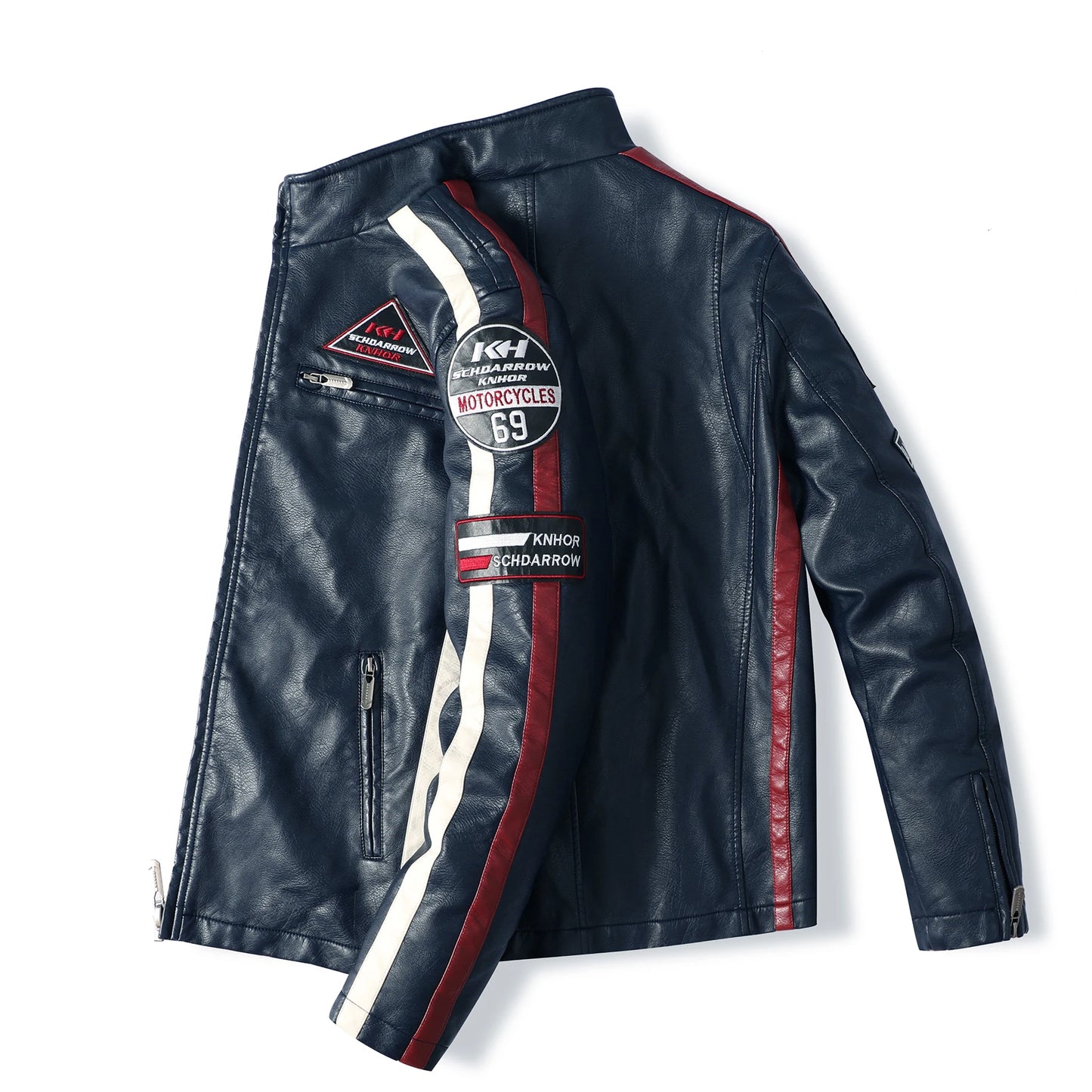 Men's pu leather motorcycle racing jacket