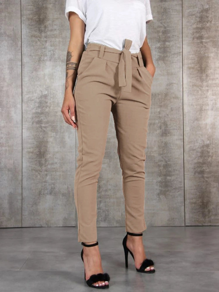 Casual slim chiffon high waist pants
