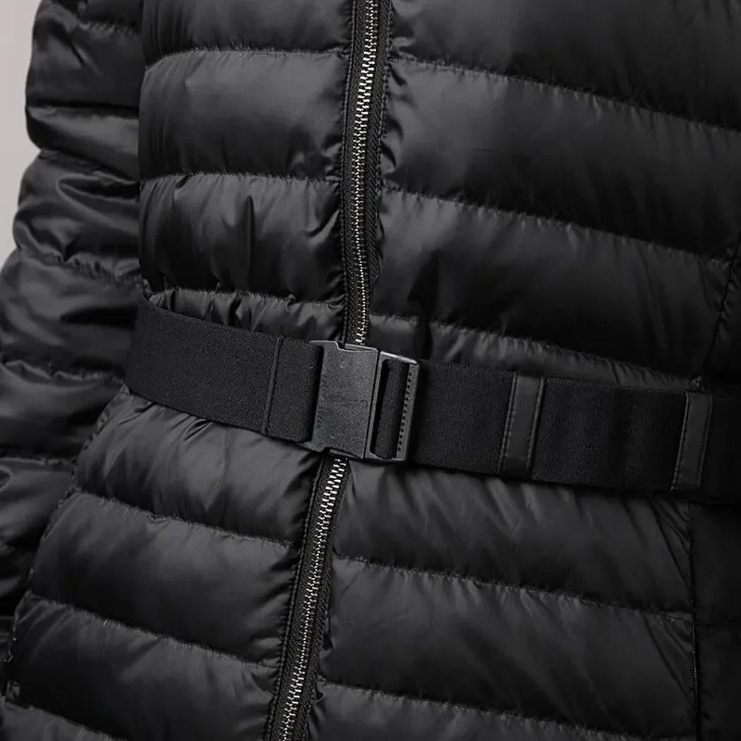 Winter cold proof warm mid-length hooded coat