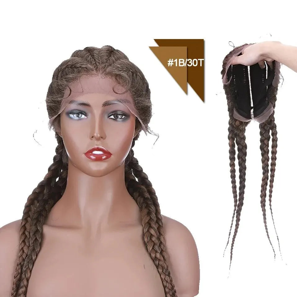 Synthetic 27inches dutch braids wig with baby hair