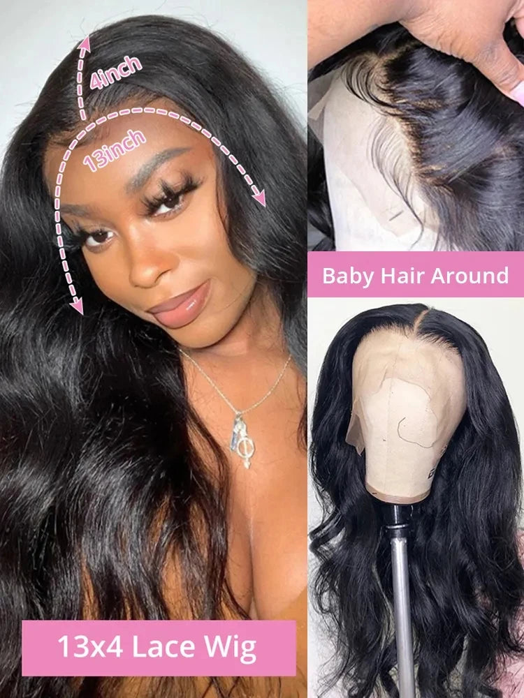 Body wave transparent 13x6 lace front human hair wigs