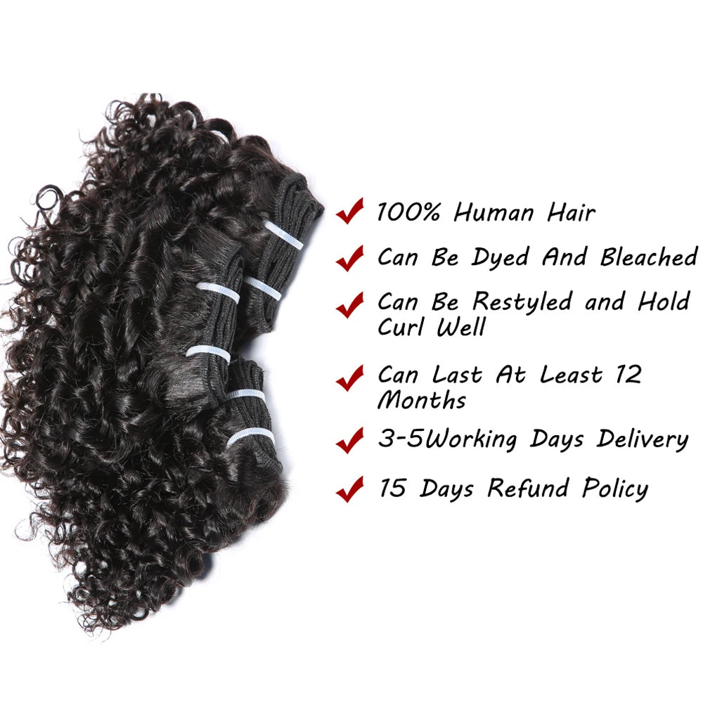 Short curly remy human hair extensions