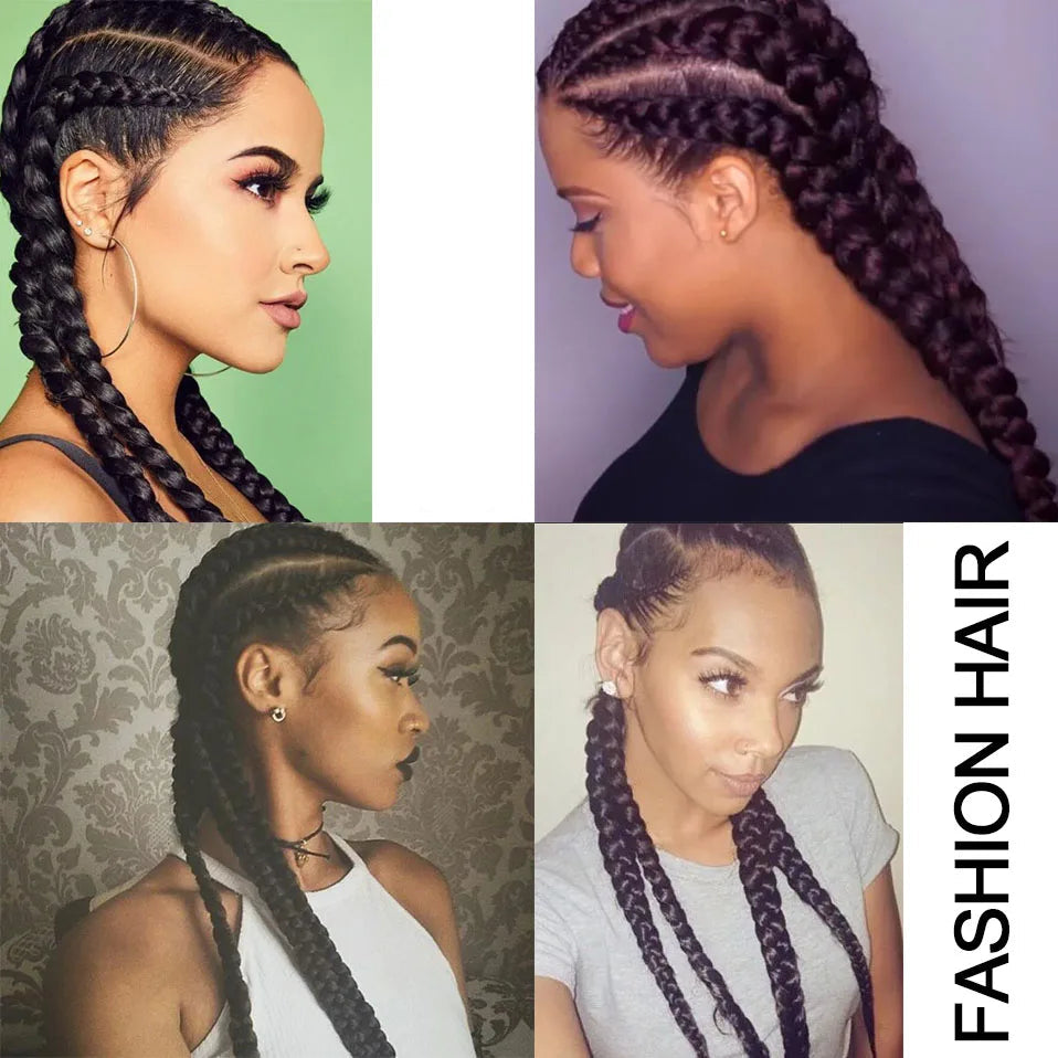 Synthetic 27inches dutch braids wig with baby hair