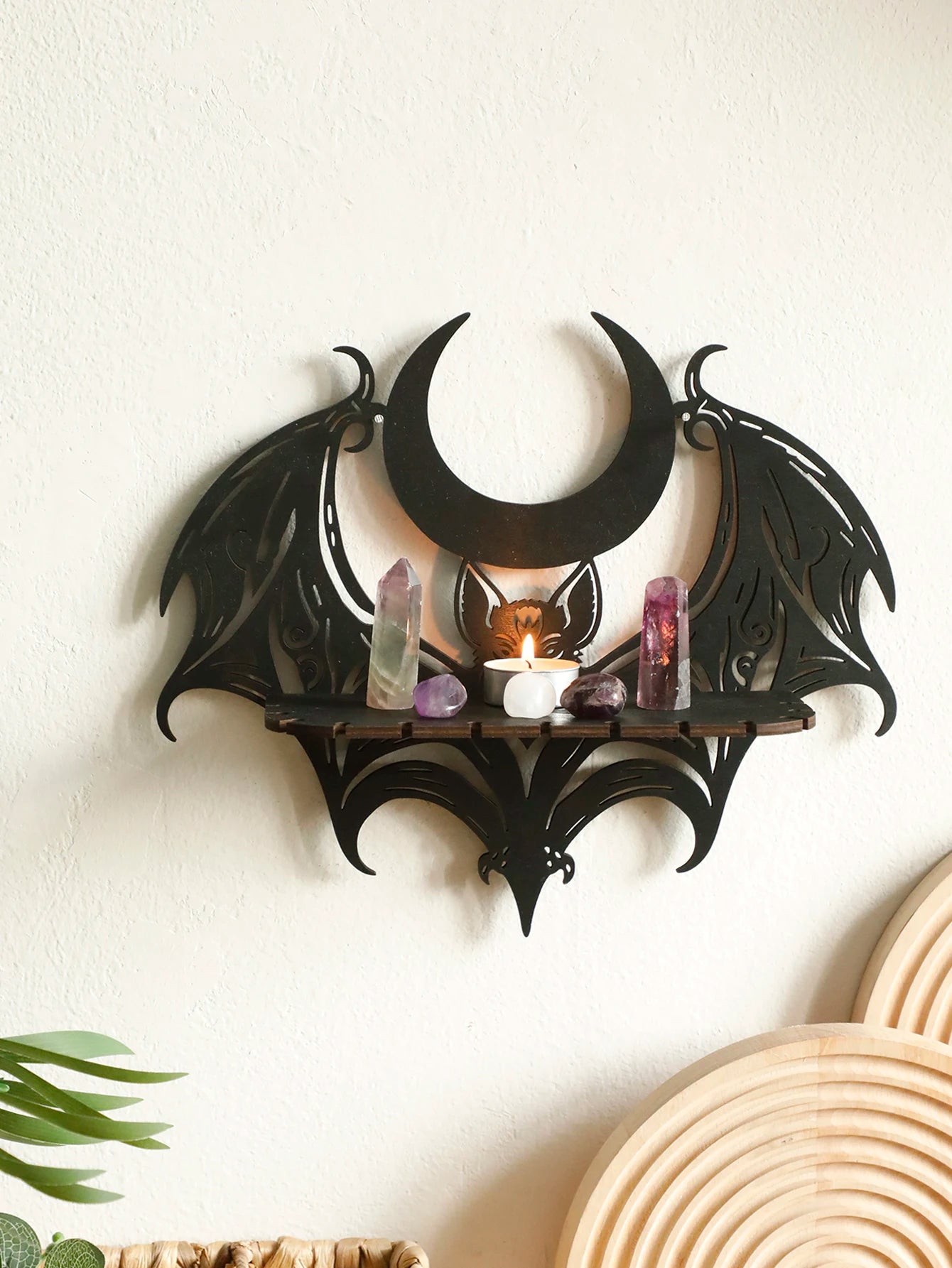 Black Halloween Wooden Wall Shelf