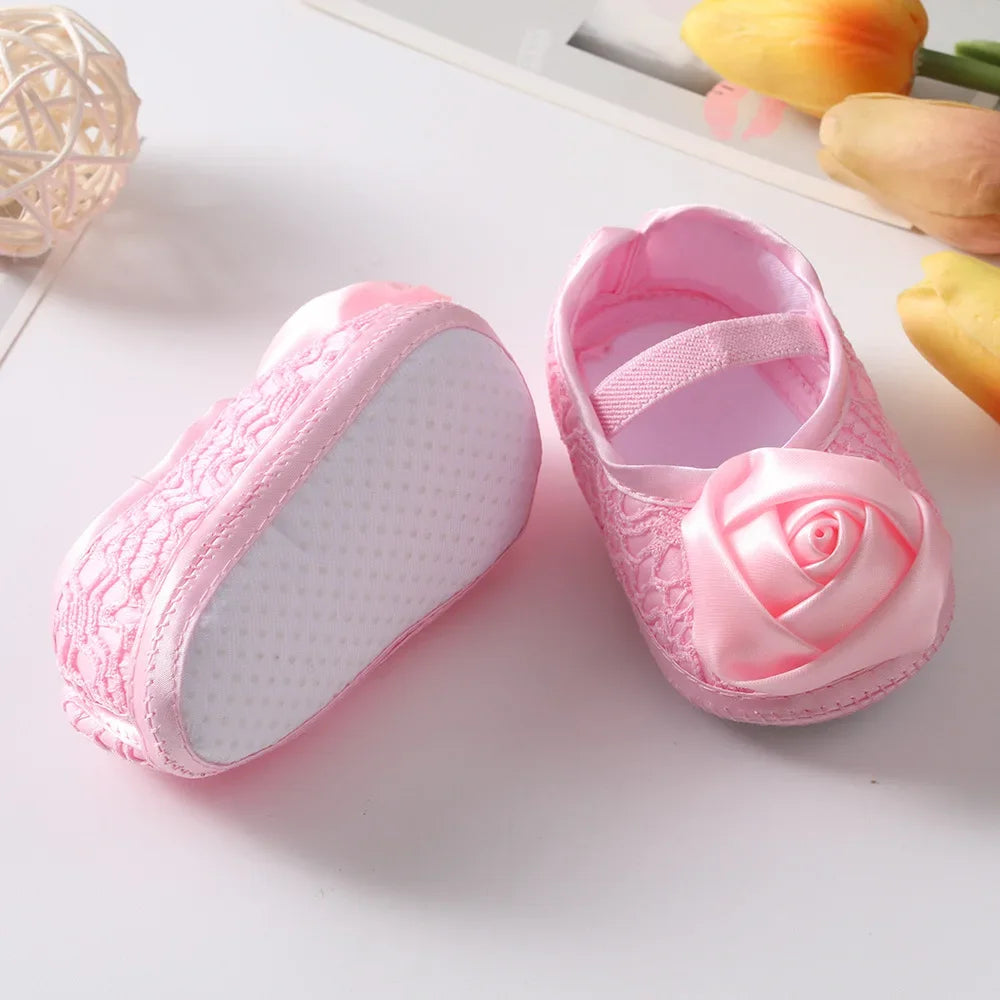 Newborn baby girl's bowknot lace shoes