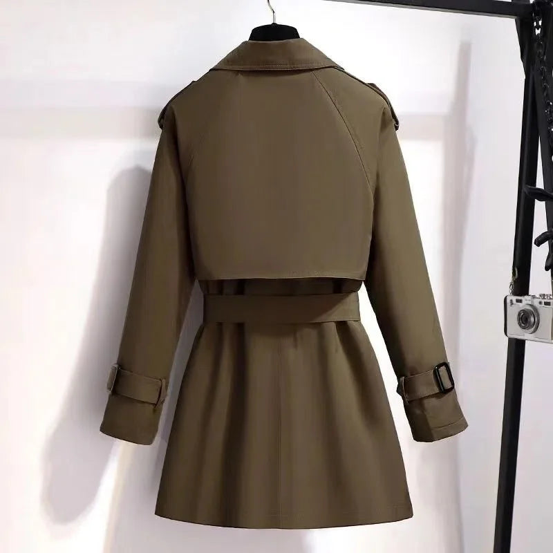 Elegant ladies windbreaker double breasted coat