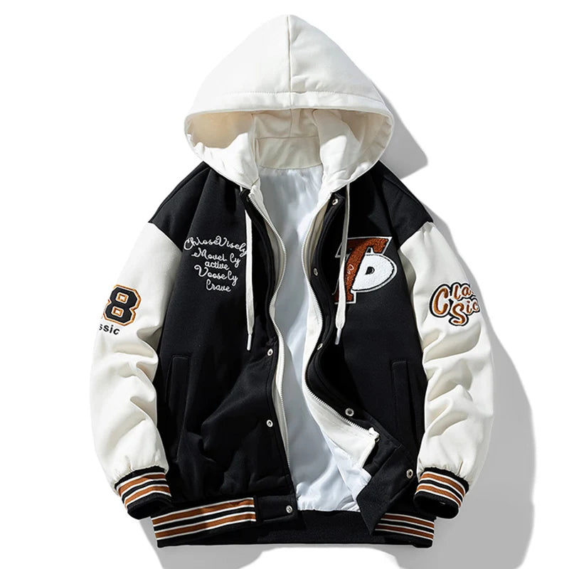 Hip hop zipper hooded jacket