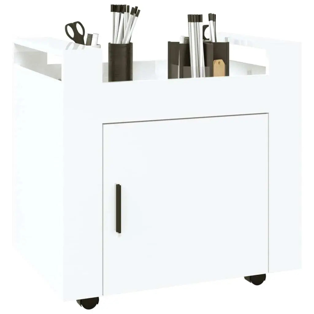 High gloss white desk trolley