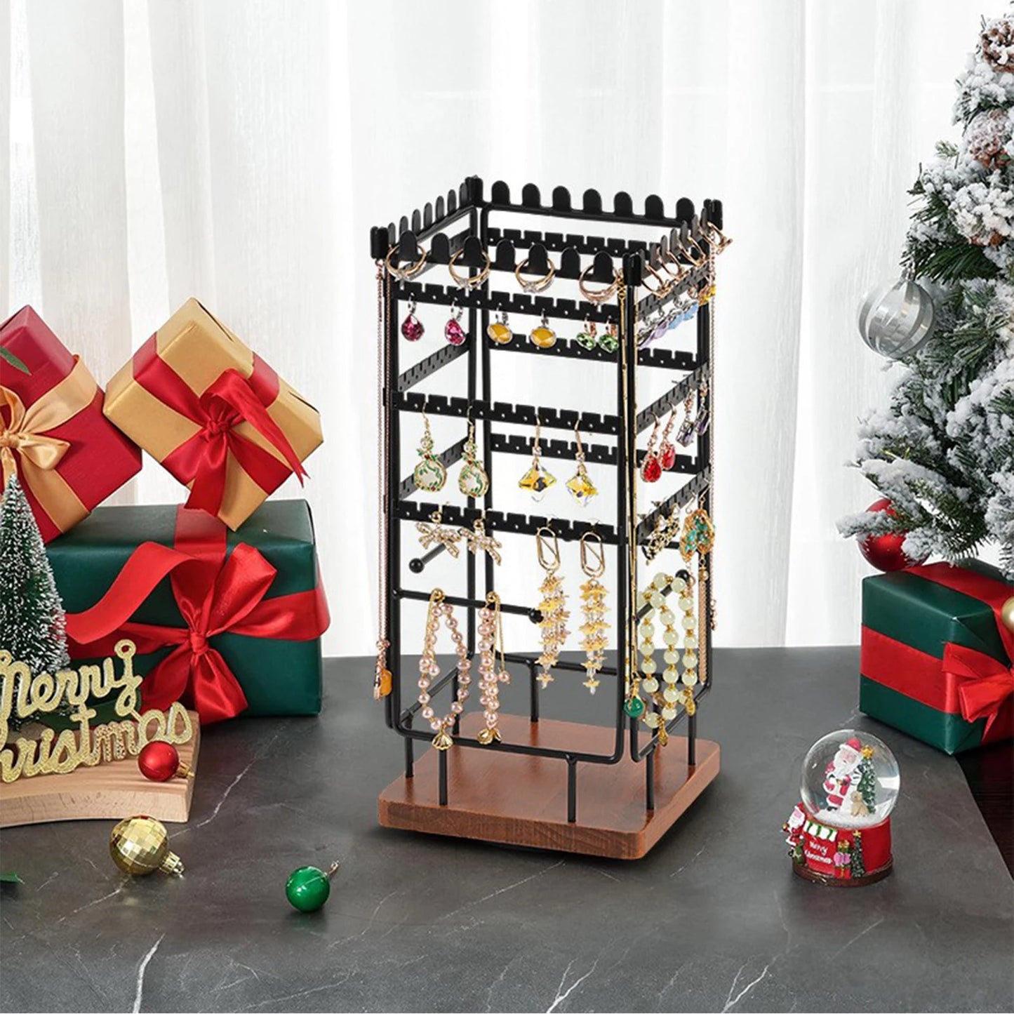 Solid wood detachable rotary jewelry rack