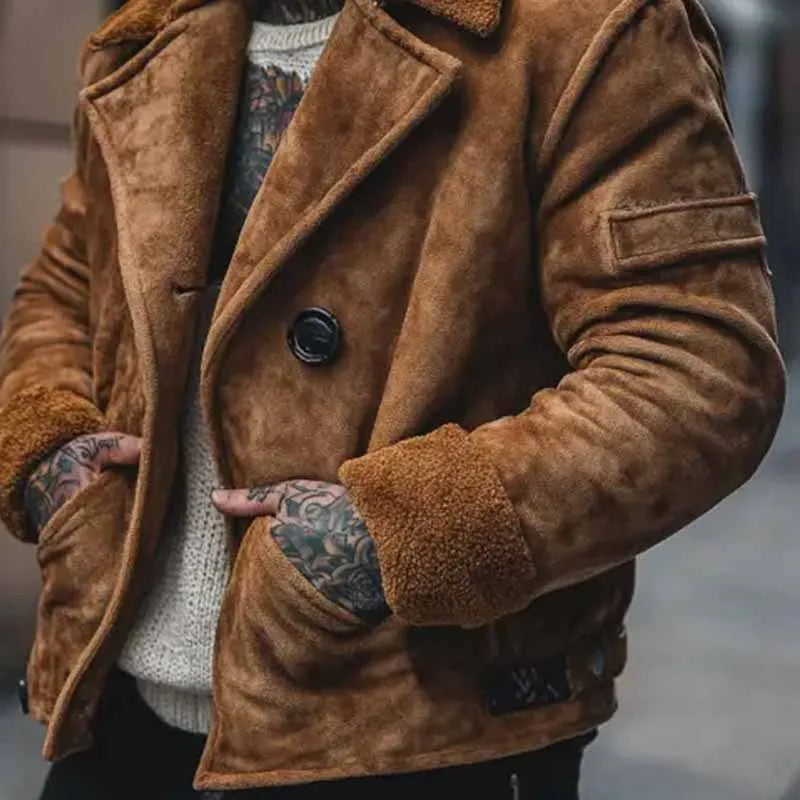 Retro versatile deerskin fleece jacket