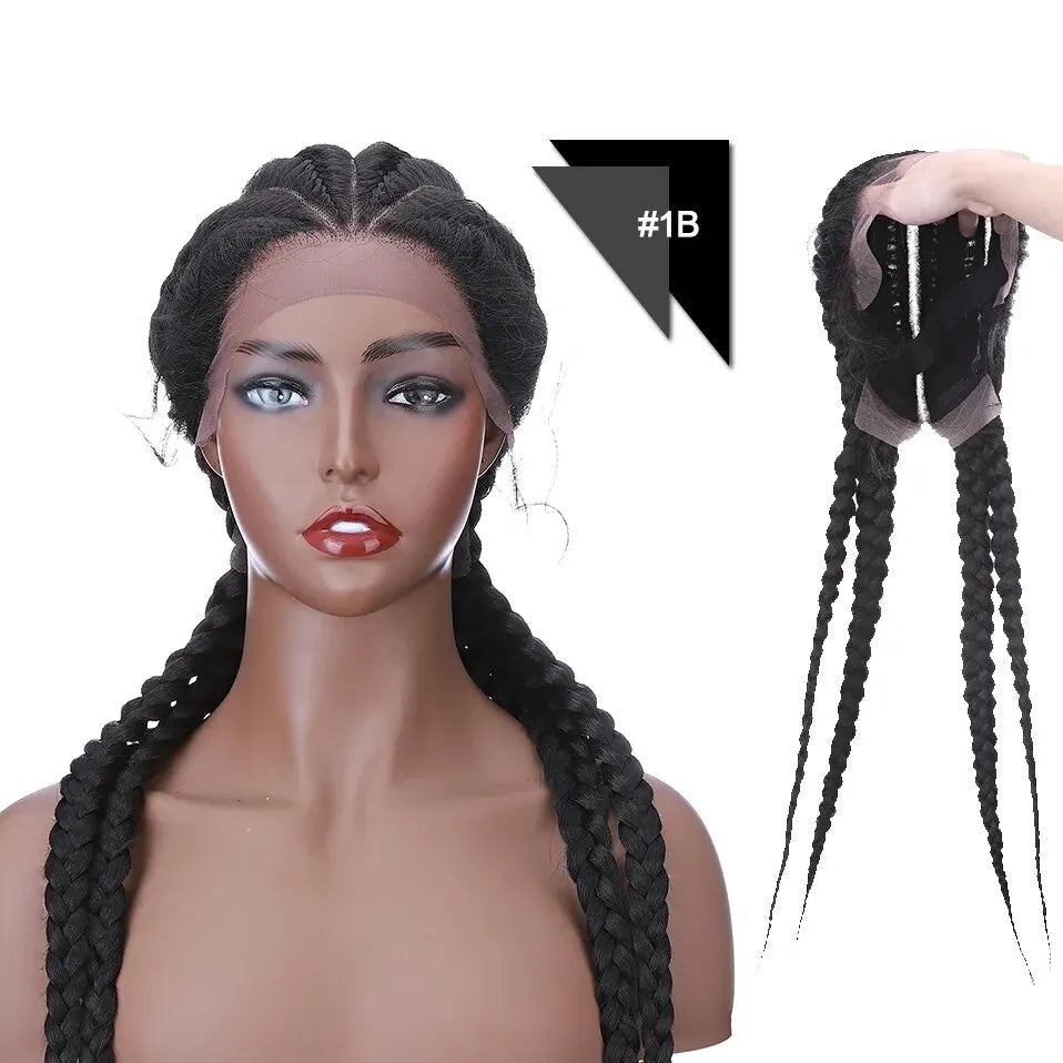 Synthetic 27inches dutch braids wig with baby hair