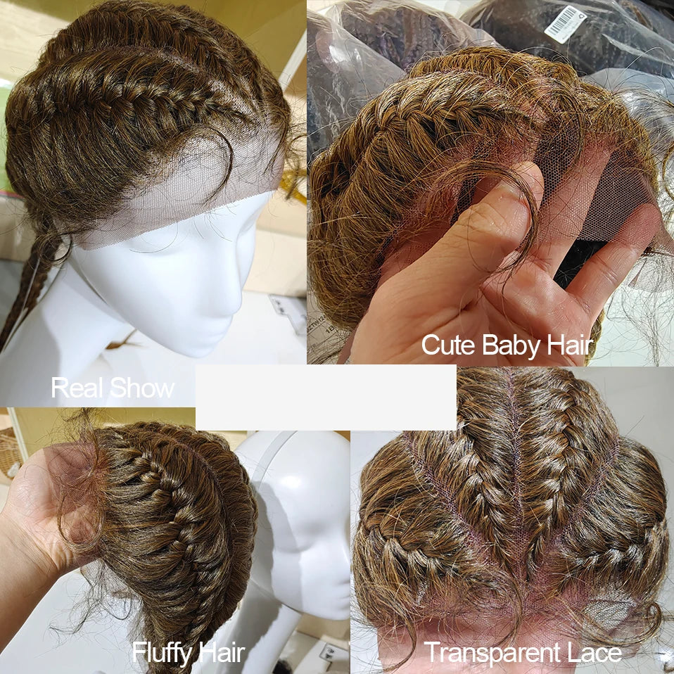 Synthetic 27inches dutch braids wig with baby hair