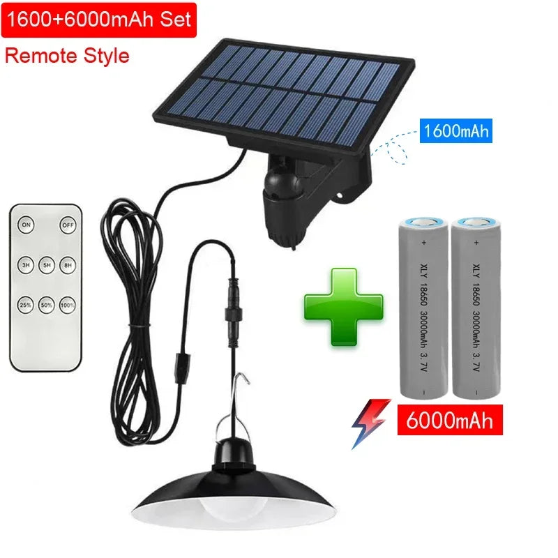 Solar pendant light with remote control