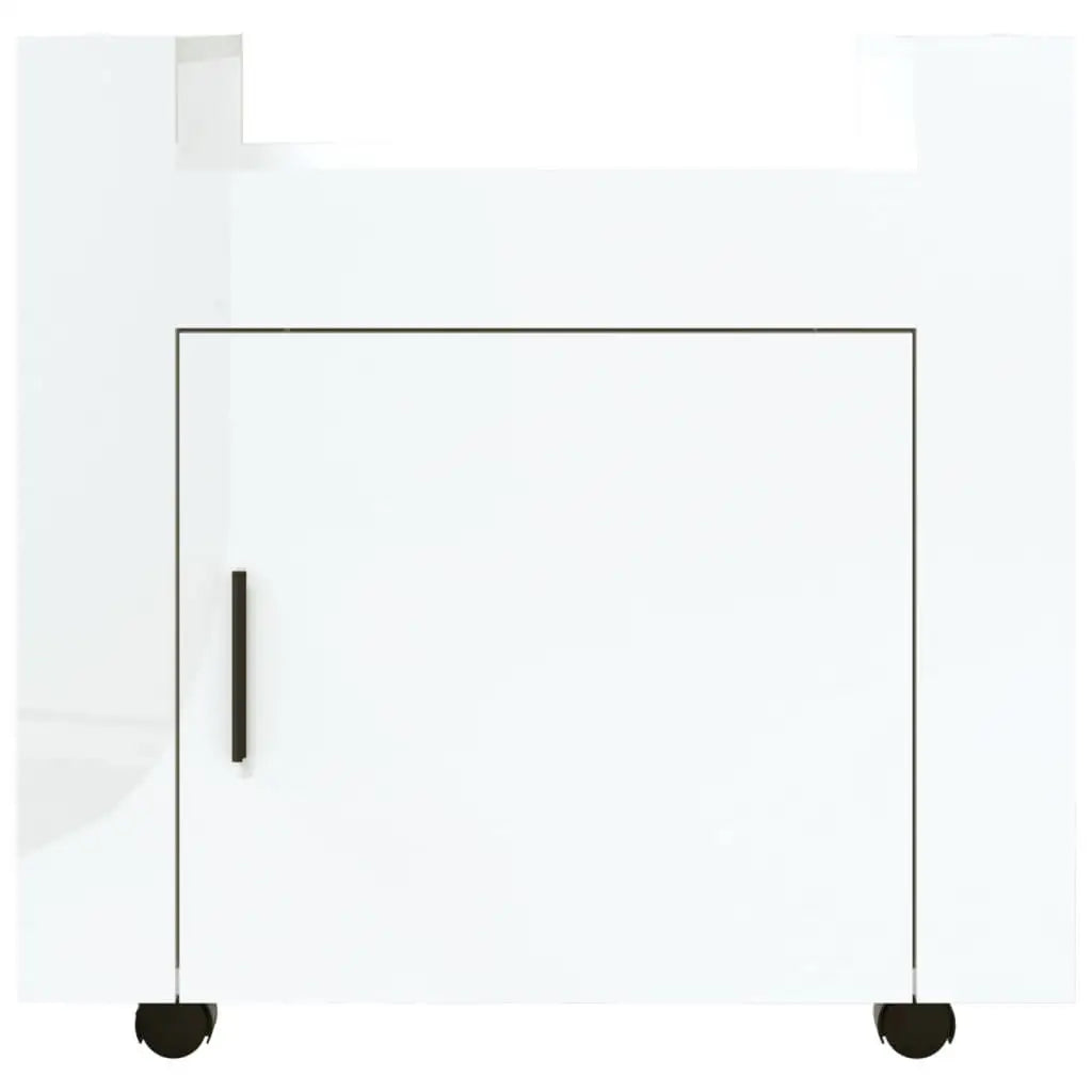 High gloss white desk trolley