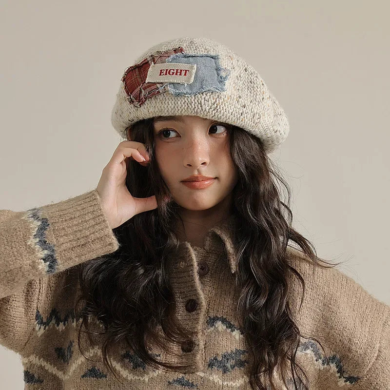 Solid wool felt fabric beret