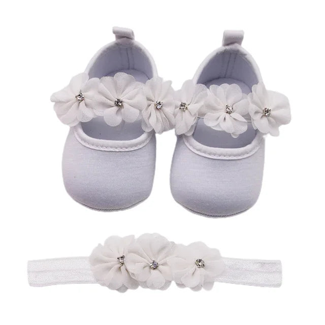 Baby baptism shoe & headband set