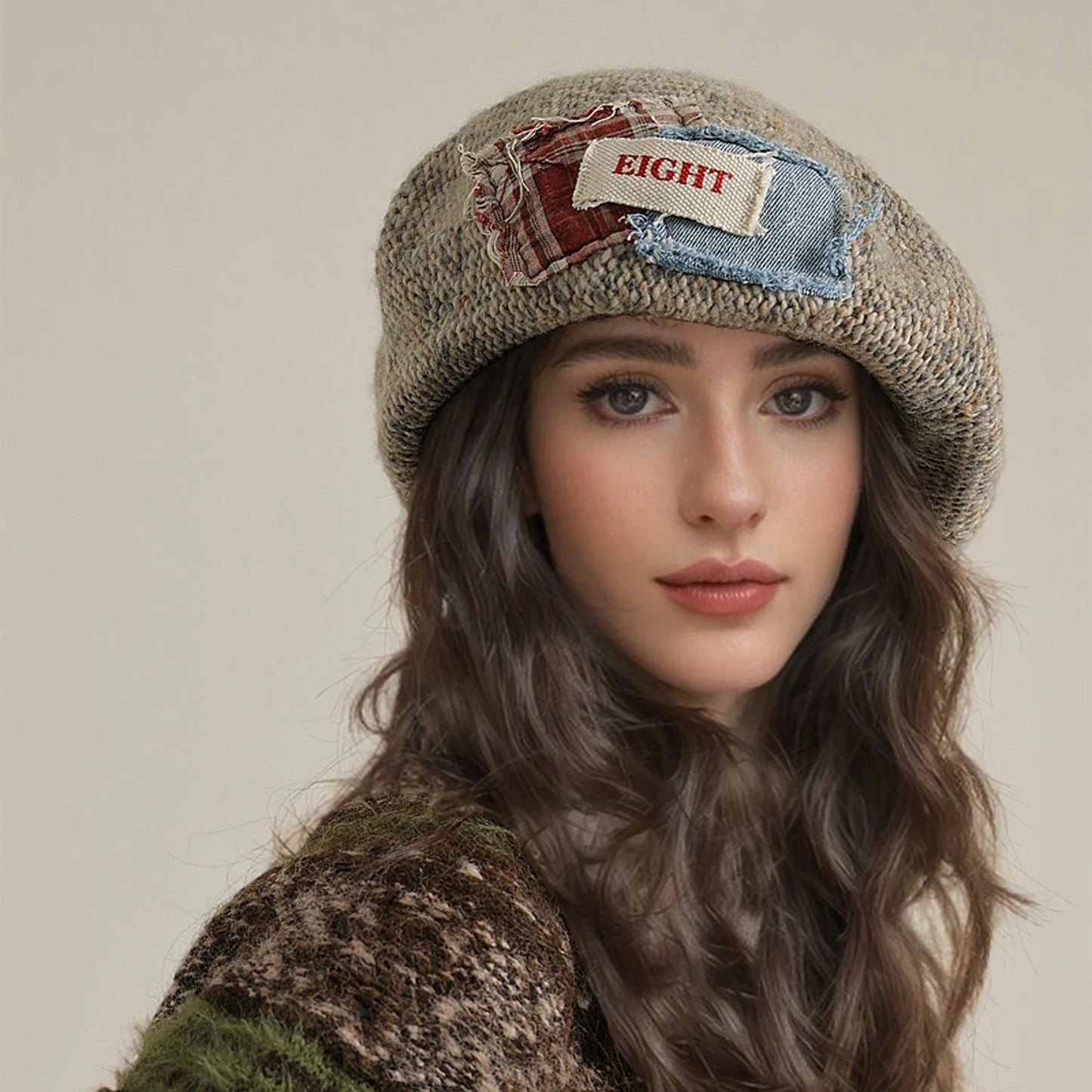 Solid wool felt fabric beret