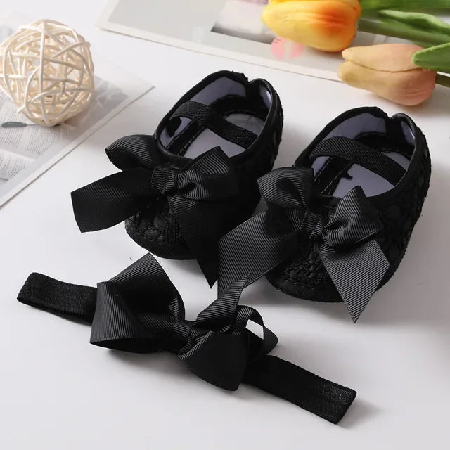 Newborn baby girl's bowknot lace shoes