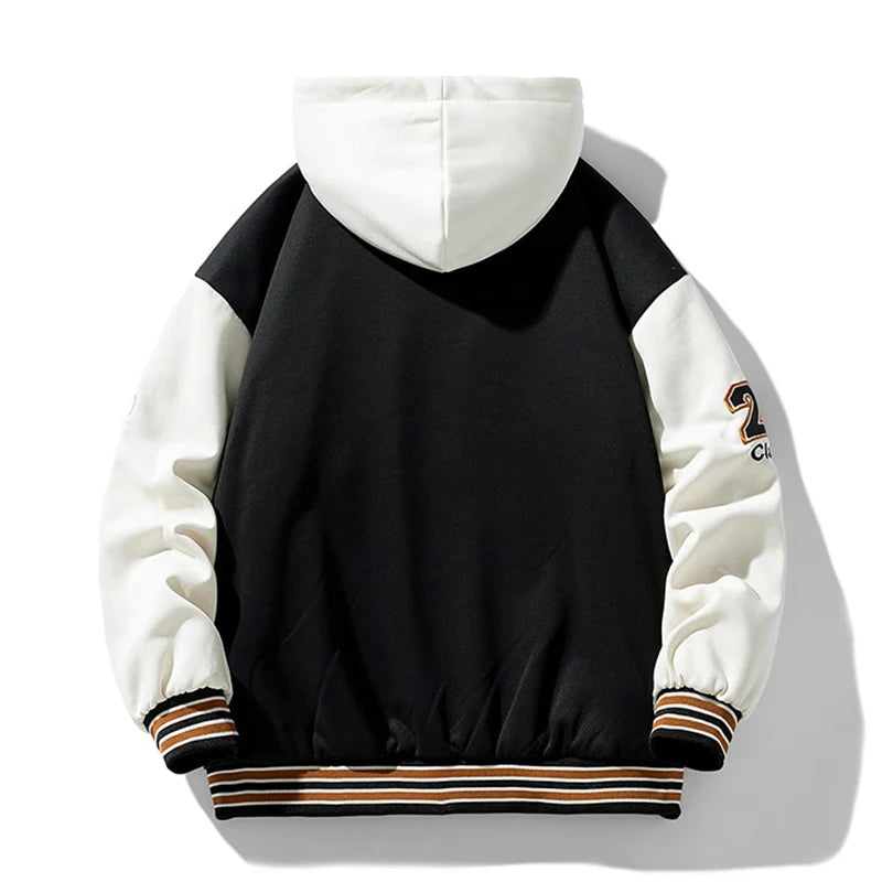 Hip hop zipper hooded jacket