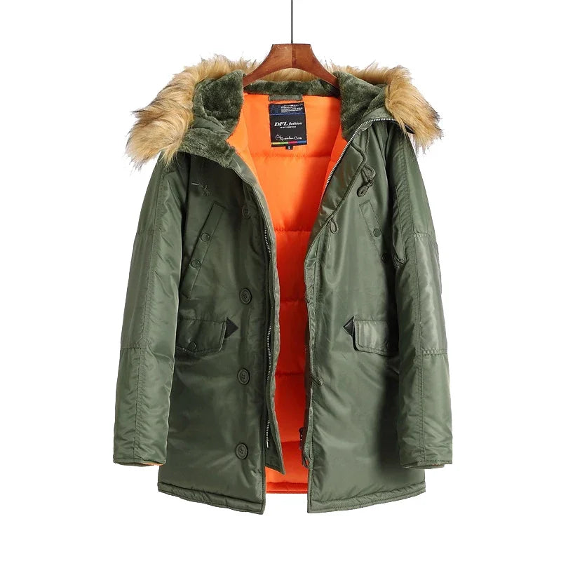 Plus size fur hood long waterproof windproof coat