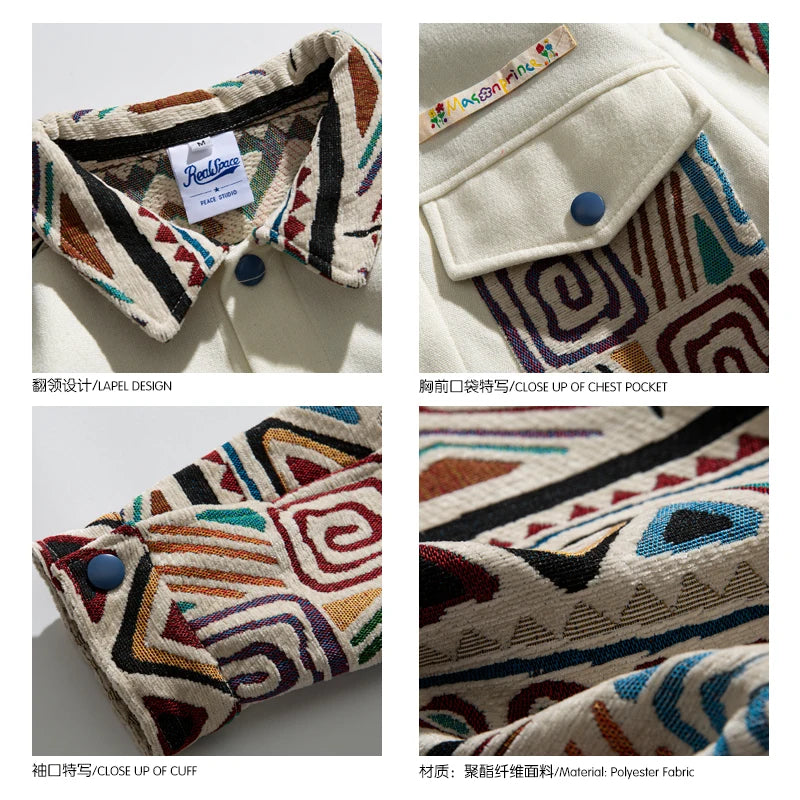 Ethnic style spliced loose single-breasted jacket