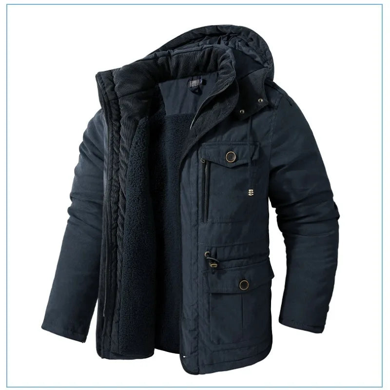 Lamb wool hooded cotton jacket